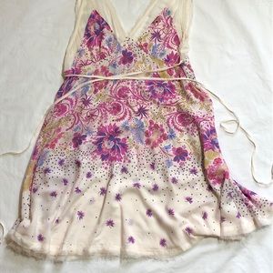 Free People silk negligee sundress dress floral XS